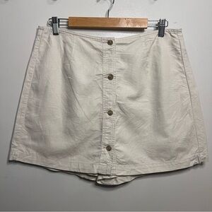 GAP Cream Mini Skort with Button Up Front Classic Boho Linen and Cotton